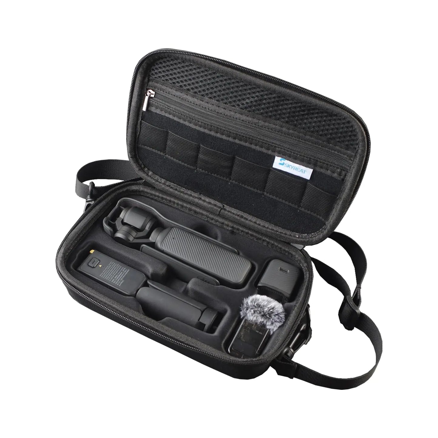 Skyreat Osmo Pocket 3 Case Portable PU Storage Protective Bag for DJI Osmo Pocket 3 Creator Combo Accessories (Black)
