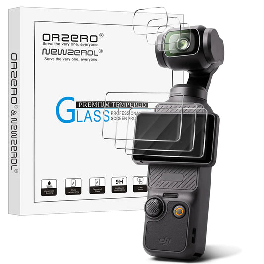 Orzero (3 Sets 6 Packs) Compatible for DJI Osmo Pocket 3 Camera Tempered Glass Camera Protectors + Display Screen Protectors 9H High Definition Clear Anti-Scratch Bubble-Free